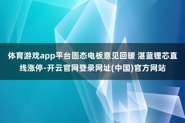 体育游戏app平台固态电板意见回暖 湛蓝锂芯直线涨停-开云官网登录网址(中国)官方网站